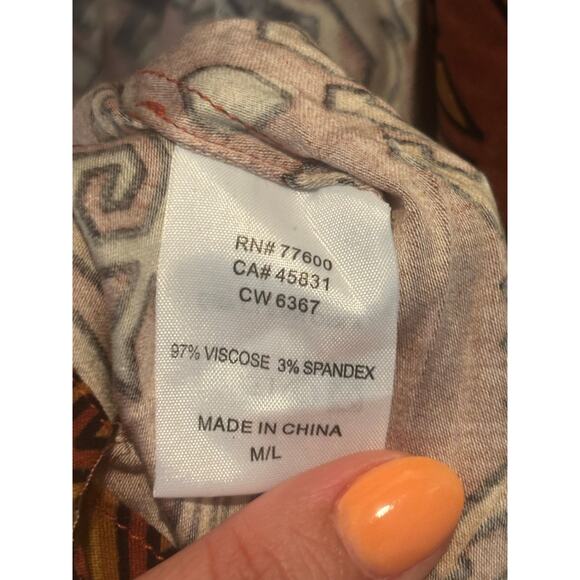 Chaser Boho Patterned Rust/Mustard Kimono Size M/L NWT - Picture 5 of 5